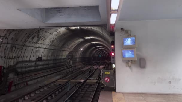 Empty Tunnel Metro Station Lisbon — Stock Video