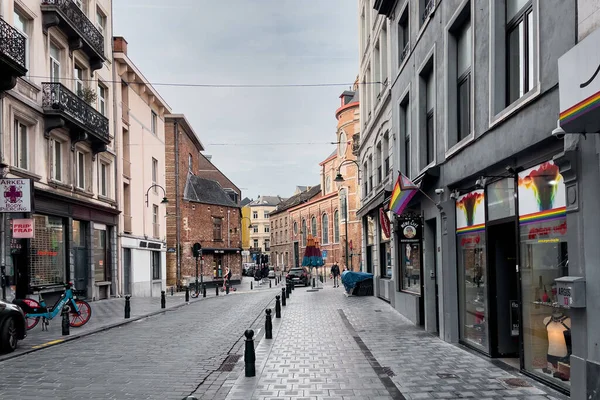 Gente Caminando Por Las Calles Bruselas — Foto de Stock