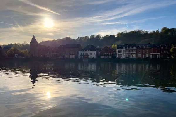 Utsikt Över Den Historiska Staden Dinant Med Natursköna Floden Meuse — Stockfoto