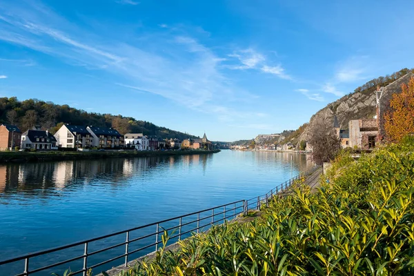 Blick Auf Die Historische Stadt Dinant Mit Dem Malerischen Fluss — Stockfoto