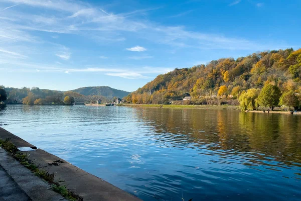 stock image View of the historic town of Dinant with scenic River Meuse in Belgium