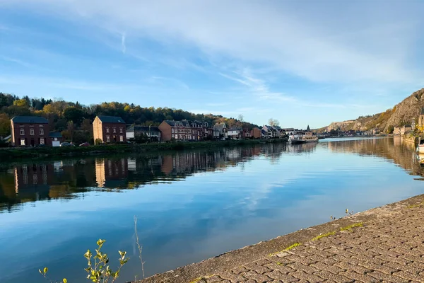 Vue Ville Historique Dinant Avec Pittoresque Rivière Meuse Belgique — Photo