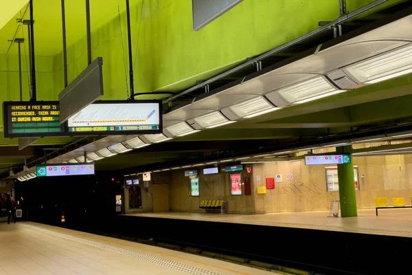 Interiér Prázdné Stanice Metra Bruselu — Stock fotografie