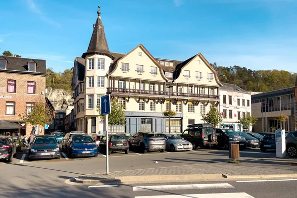 stock image Cars parked in a public lot in Dinant, Belgium