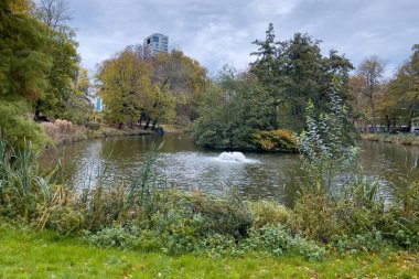 Brüksel 'deki Leopold parkında bir gölet