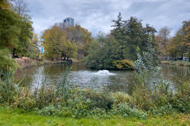 Brüksel 'deki Leopold parkında bir gölet
