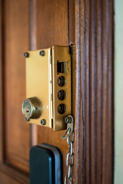 stock image Close-up look at home door's high security lock