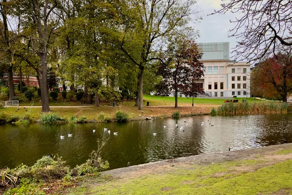 Rybník Parku Leopold Bruselu — Stock fotografie