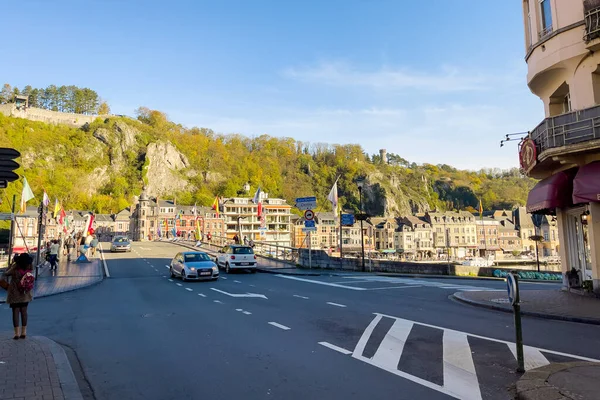 Autos Fahren Über Die Charles Gaulle Brücke Dinant Belgien — Stockfoto