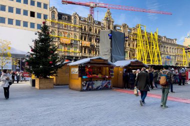 Brüksel, Belçika 'nın merkezinde Noel Pazarı