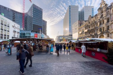 Christmas Market in the center of Brussels, Belgium clipart