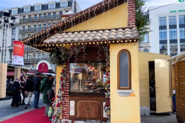 Brüksel, Belçika 'nın merkezinde Noel Pazarı