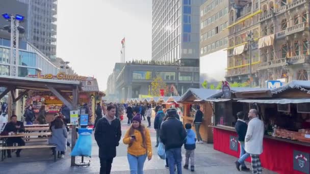 Mercado Navidad Centro Bruselas Bélgica — Vídeos de Stock
