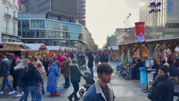 Mercado Navidad Centro Bruselas Bélgica — Vídeo de stock