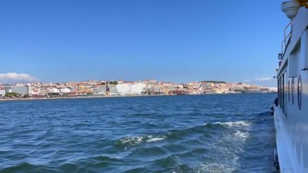 Vue Depuis Ferry Mouvement Ville Lisbonne Portugal — Video