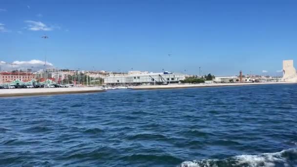 Vue Depuis Ferry Mobile Dessus Ville Lisbonne Portugal — Video
