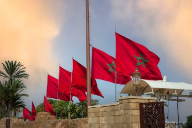 Rabat, Fas 'ta dalgalanan Fas bayrakları.