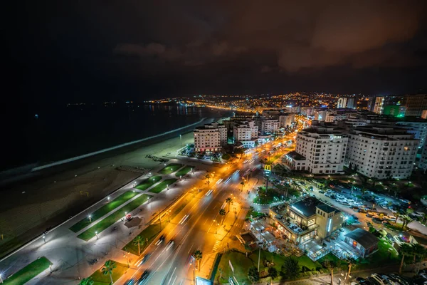 Panoramic View Buildings Downtown Tanger Night Morocco — Stock Photo, Image