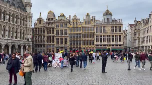 Turistas Pasando Rato Grand Place Bruselas Bélgica — Vídeos de Stock