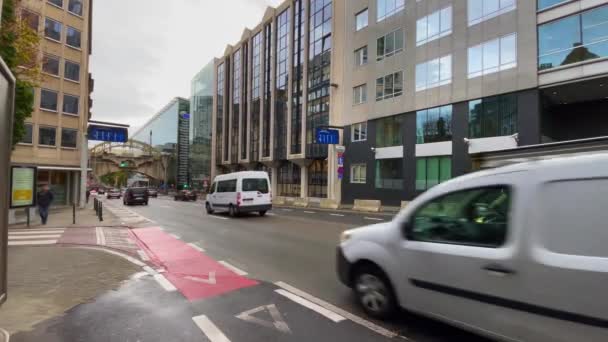 Mobil Mengemudi Jalan Brussels Belgia — Stok Video