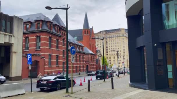 Екстер Церкви Егліза Сен Жермен Брюсселі Бельгія — стокове відео