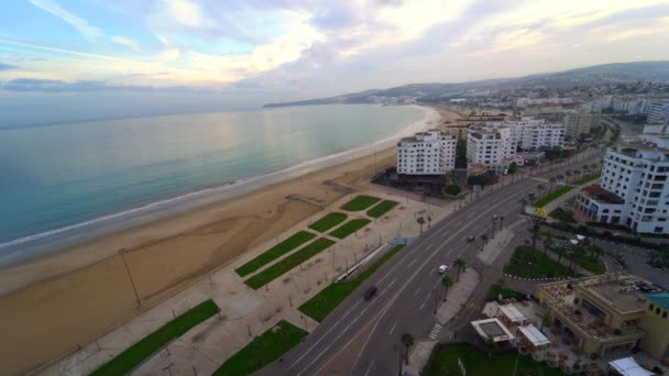 Nagranie Wideo Czasie Rzeczywistym Panoramicznym Widokiem Centrum Miasta Tanger Maroku — Wideo stockowe
