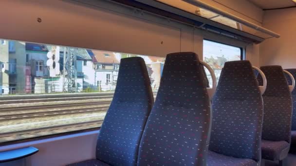 Interior Vazio Comboio Movimento Bélgica — Vídeo de Stock
