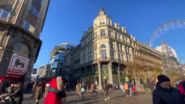 Orang Orang Berjalan Jalanan Brussels Belgia — Stok Video