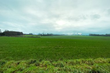 Brüksel, Belçika 'da yeşil bir alana sahip karbondioksit salınımını tüketen fabrika.