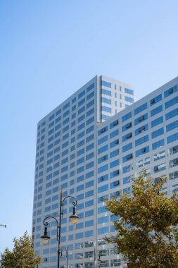 A modern glass building downtown Tanger, Morocco