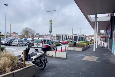 Cars parked in an outdoor parking lot in Brussels, Belgium