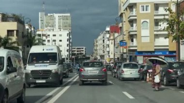Dashcam view of a car driving on the road in Rabat, Morocco