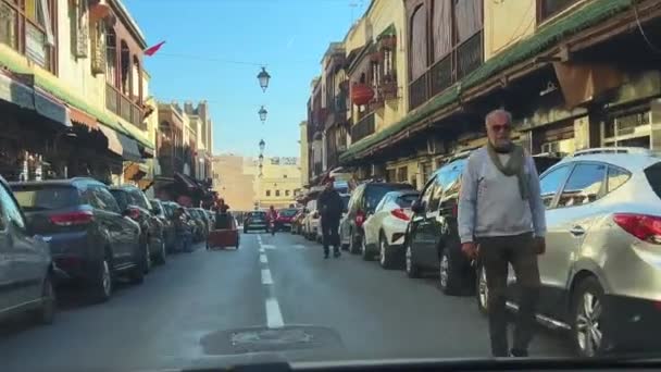 Dashcam View Car Driving Road Fez Morocco — Stok video