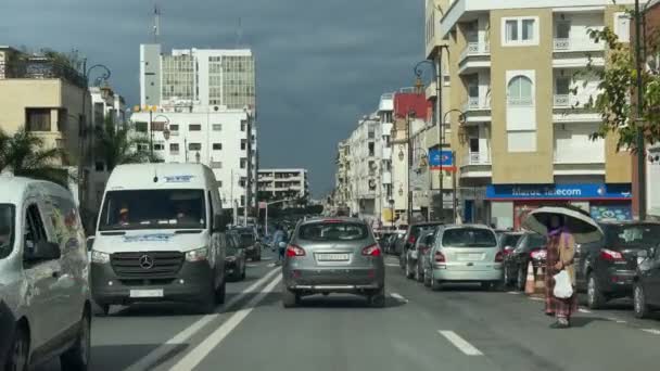 Dashcam View Car Driving Road Rabat Morocco — Stockvideo