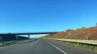 Dashcam view of a car driving on the highway in Morocco