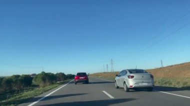 Dashcam view of a car driving on the highway in Morocco