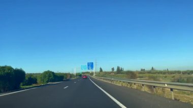 Dashcam view of a car driving on the highway in Morocco