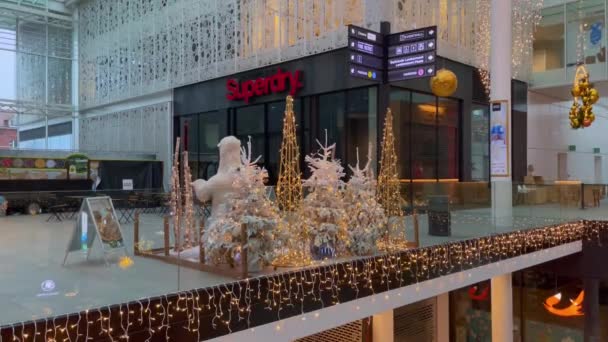 Christmas Decoration Shopping Center Brussels Belgium — Stockvideo