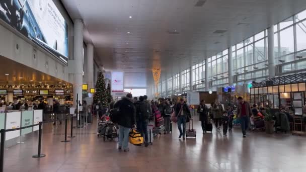 Travelers Walking Charleroi International Airport Belgium — Stok video