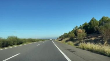 Dashcam view of a car driving on the highway in Morocco