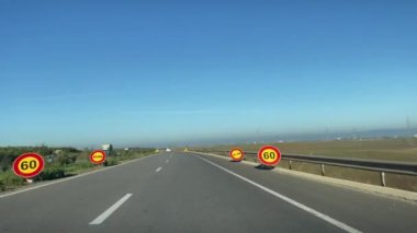 Dashcam view of a car driving on the highway in Morocco
