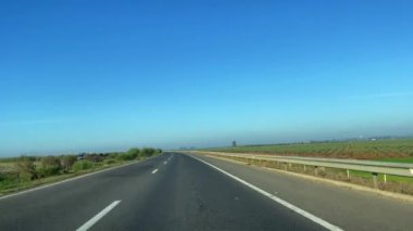 Dashcam view of a car driving on the highway in Morocco