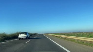 Dashcam view of a car driving on the highway in Morocco
