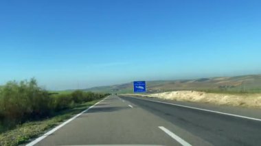 Dashcam view of a car driving on the highway in Morocco