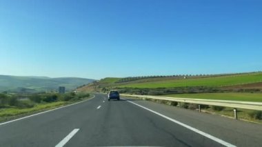 Dashcam view of a car driving on the highway in Morocco