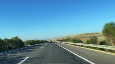 Dashcam view of a car driving on the highway in Morocco
