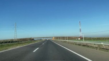 Dashcam view of a car driving on the highway in Morocco