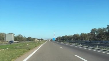 Dashcam view of a car driving on the highway in Morocco