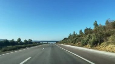 Dashcam view of a car driving on the highway in Morocco