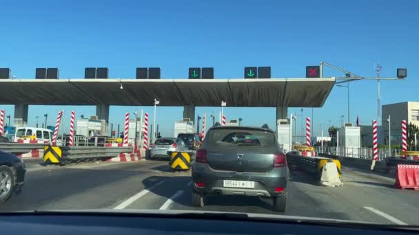 Dashcam Car Arriving Payment Checkpoint Highway Morocco — Vídeo de stock